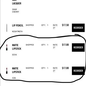 Lots of two MAC cosmetics lipsticks (diva & sin)